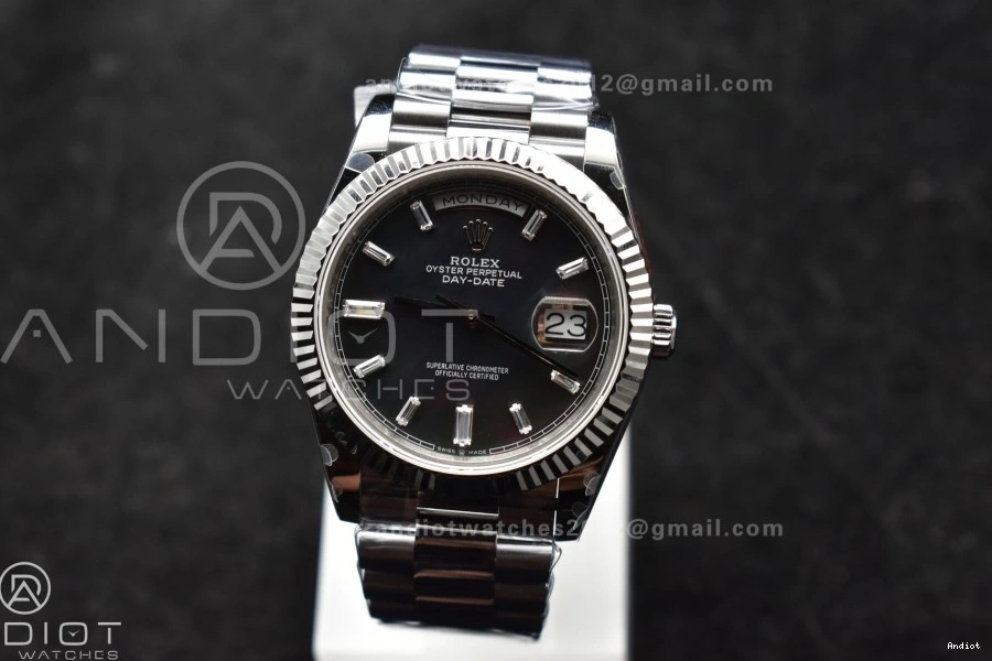 A2836 40 Weight) GMF Steel (Gain on Crystal President V3 Black Dial 904L Bracelet SS DayDate 0220